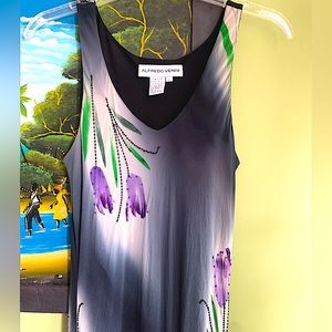 Alfredo Venini Vintage 2000s silk beaded maxi dress L formal evening prom y2k